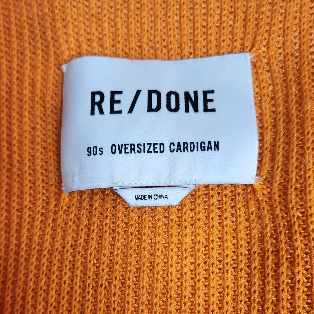 Re/Done 90s Oversized Cardigan Button Front Tangerine Orange Sz Small - Picture 3 of 5
